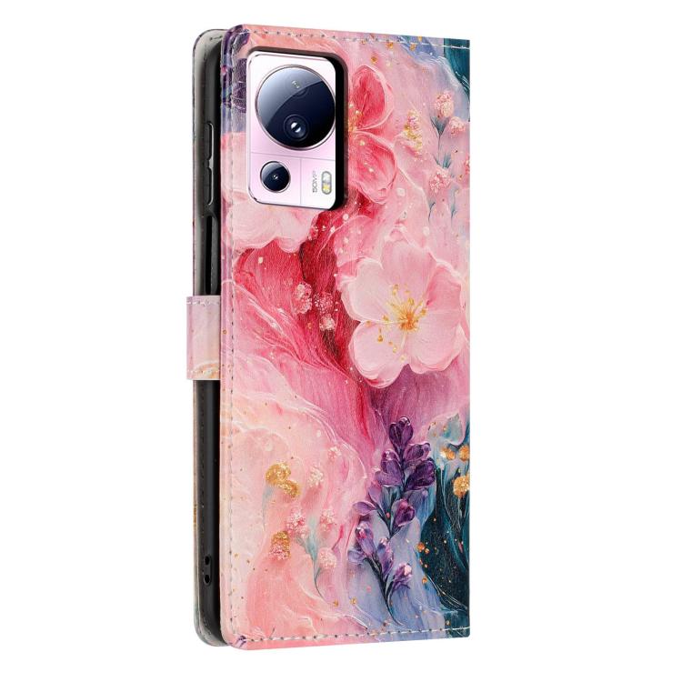 For Xiaomi 13 Lite Colorful Painting Vegan Leather Phone Case with Lanyard