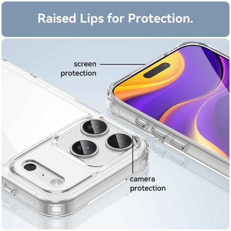 For iPhone 17 Pro Max WANLONFENG Electroplated Buttons TPU Acrylic Phone Case with Screen Protector