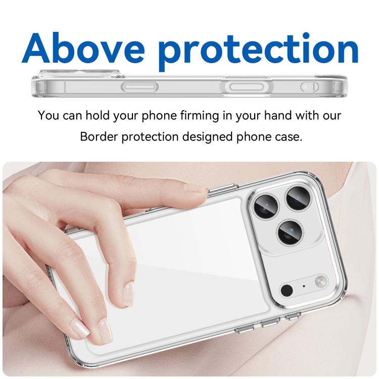 For iPhone 17 Pro Max WANLONFENG Electroplated Buttons TPU Acrylic Phone Case with Screen Protector