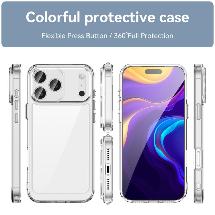 For iPhone 17 Pro WANLONFENG Electroplated Buttons TPU Acrylic Phone Case with Screen Protector