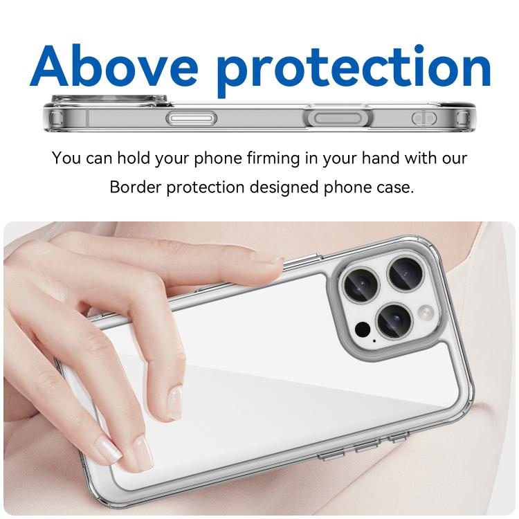 For iPhone 16 Pro WANLONFENG Electroplated Buttons TPU Acrylic Phone Case with Screen Protector