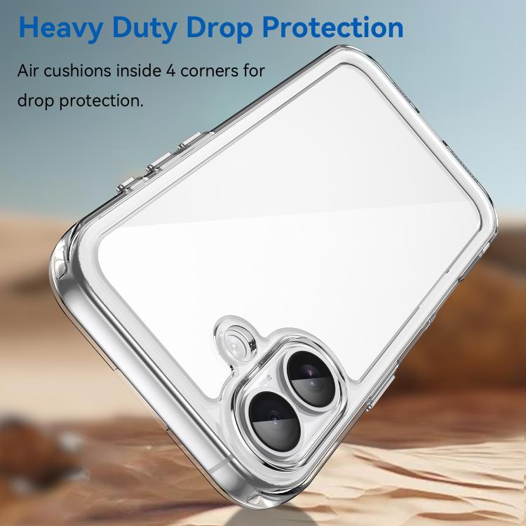 For iPhone 16 WANLONFENG Electroplated Buttons TPU Acrylic Phone Case with Screen Protector