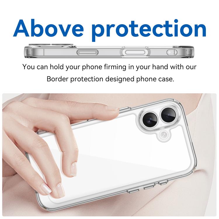 For iPhone 16 WANLONFENG Electroplated Buttons TPU Acrylic Phone Case with Screen Protector