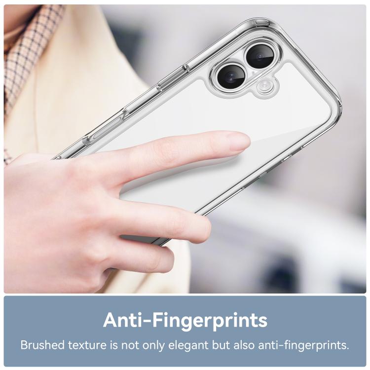For iPhone 16 WANLONFENG Electroplated Buttons TPU Acrylic Phone Case with Screen Protector