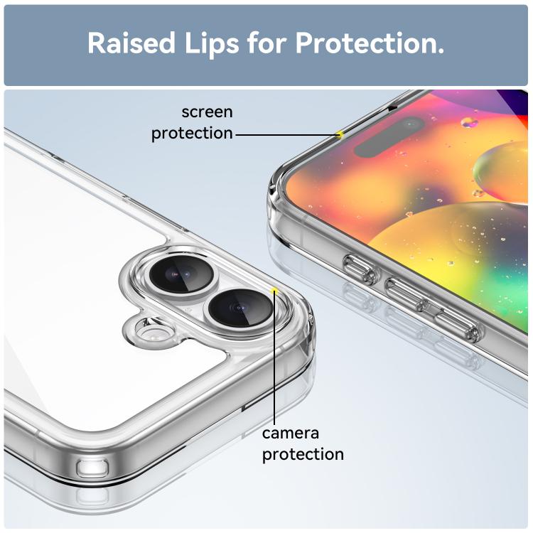 For iPhone 16 WANLONFENG Electroplated Buttons TPU Acrylic Phone Case with Screen Protector