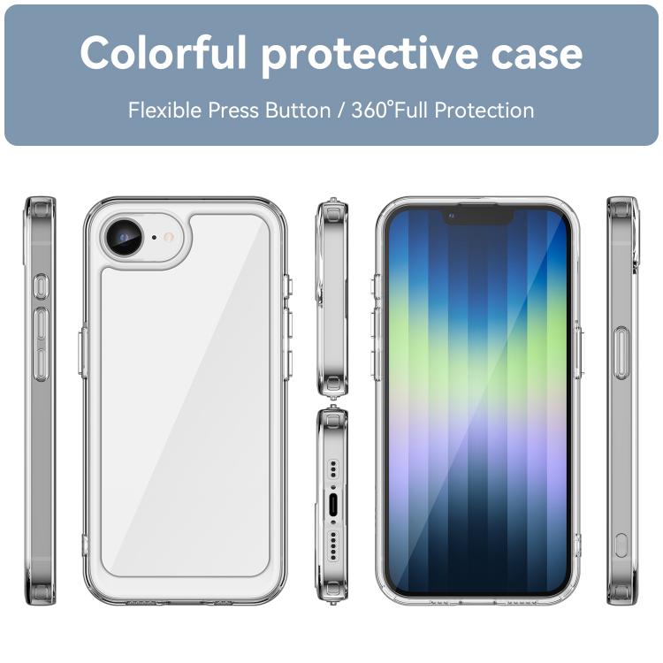 For iPhone 17e / 16e WANLONFENG Electroplated Buttons TPU Acrylic Phone Case with Screen Protector