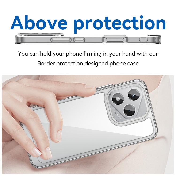 For Honor 400 Lite Global WANLONFENG Electroplated Buttons TPU Acrylic Phone Case with Screen Protector