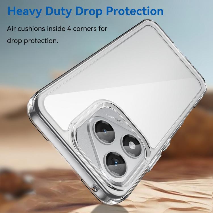 For Honor 400 Lite Global WANLONFENG Electroplated Buttons TPU Acrylic Phone Case with Screen Protector