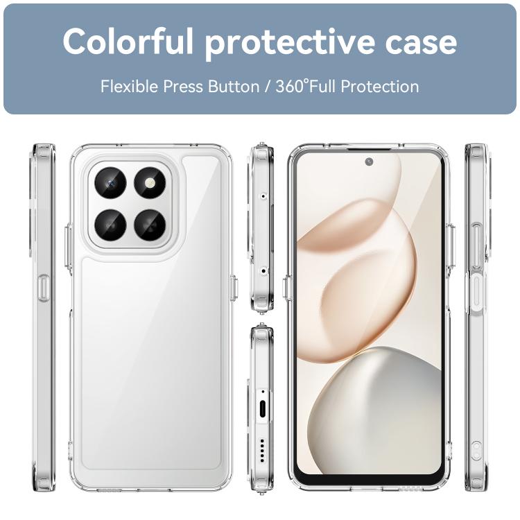 For Honor 400 Smart 5G / 4G / X7d WANLONFENG Electroplated Buttons TPU Acrylic Phone Case with Screen Protector