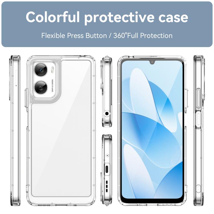 For Motorola Moto G06 / G06 Power 4G WANLONFENG Electroplated Buttons TPU Acrylic Phone Case with Screen Protector
