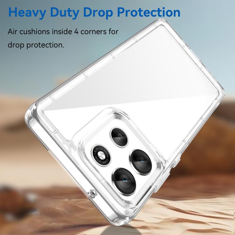 For Motorola Moto G86 5G WANLONFENG Electroplated Buttons TPU Acrylic Phone Case with Screen Protector