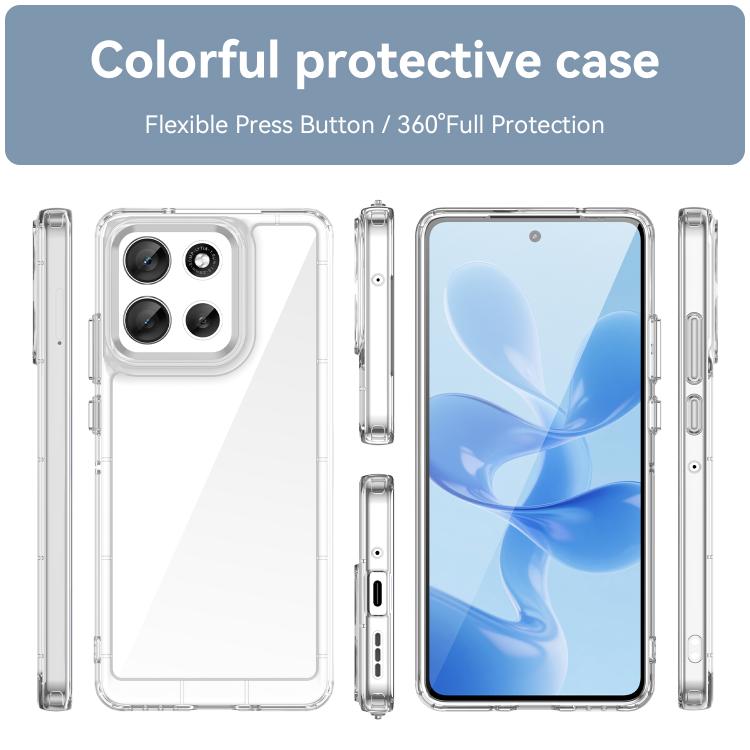 For Motorola Moto G86 5G WANLONFENG Electroplated Buttons TPU Acrylic Phone Case with Screen Protector