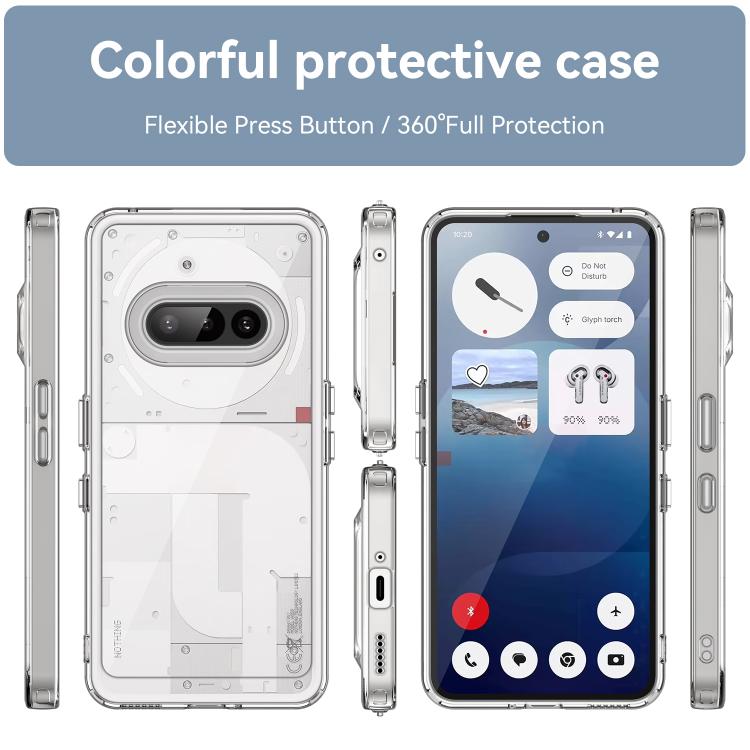 For Nothing Phone 3a WANLONFENG Electroplated Buttons TPU Acrylic Phone Case with Screen Protector