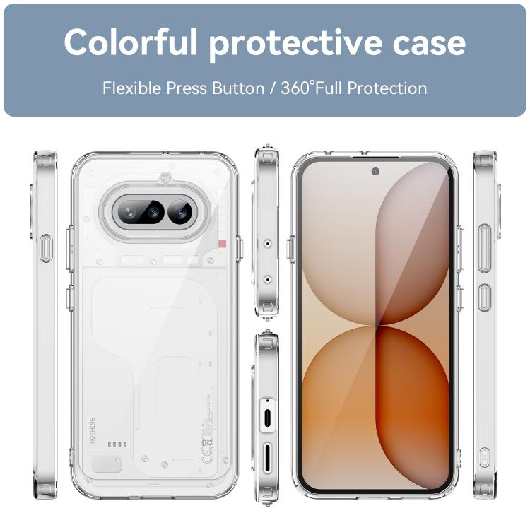 For Nothing Phone 4a WANLONFENG Electroplated Buttons TPU Acrylic Phone Case with Screen Protector