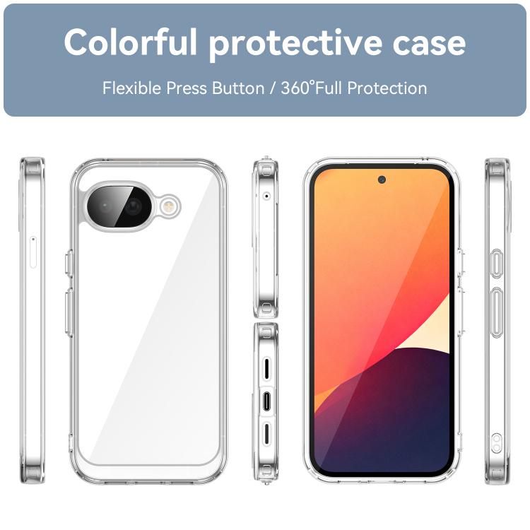 For Google Pixel 10a WANLONFENG Electroplated Buttons TPU Acrylic Phone Case with Screen Protector