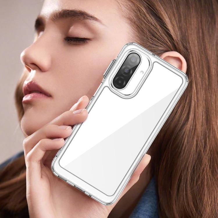 For Galaxy A16 4G / 5G WANLONFENG Electroplated Buttons TPU Acrylic Phone Case with Screen Protector