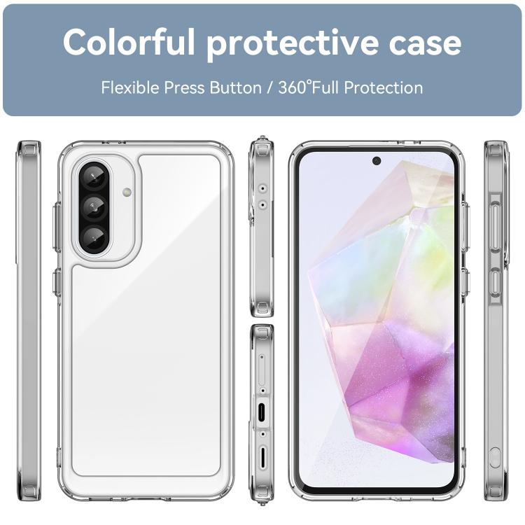 For Galaxy A36 5G WANLONFENG Electroplated Buttons TPU Acrylic Phone Case with Screen Protector