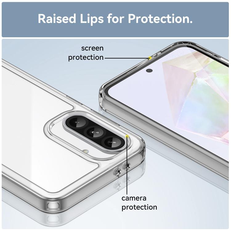 For Galaxy A55 5G WANLONFENG Electroplated Buttons TPU Acrylic Phone Case with Screen Protector