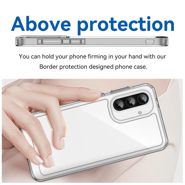 For Galaxy A55 5G WANLONFENG Electroplated Buttons TPU Acrylic Phone Case with Screen Protector