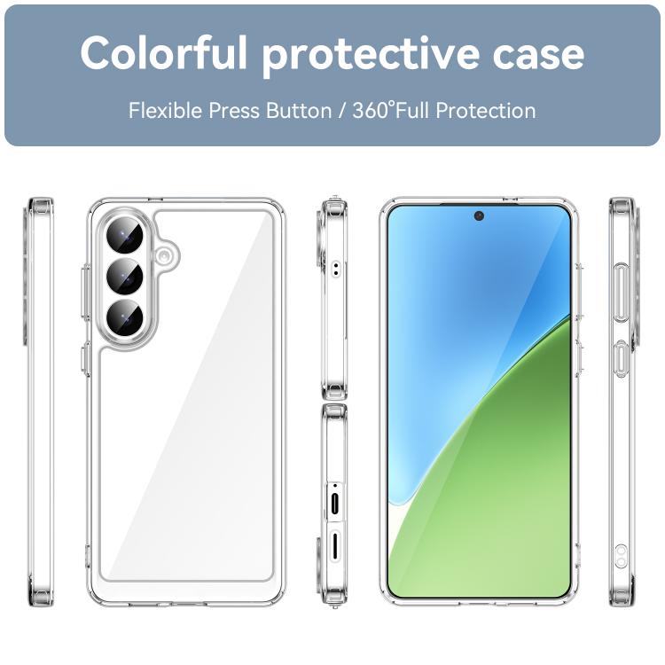 For Galaxy A57 5G WANLONFENG Electroplated Buttons TPU Acrylic Phone Case with Screen Protector