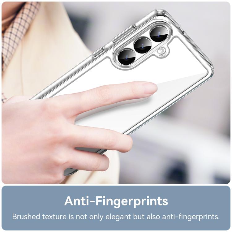 For Galaxy S24+ 5G WANLONFENG Electroplated Buttons TPU Acrylic Phone Case with Screen Protector