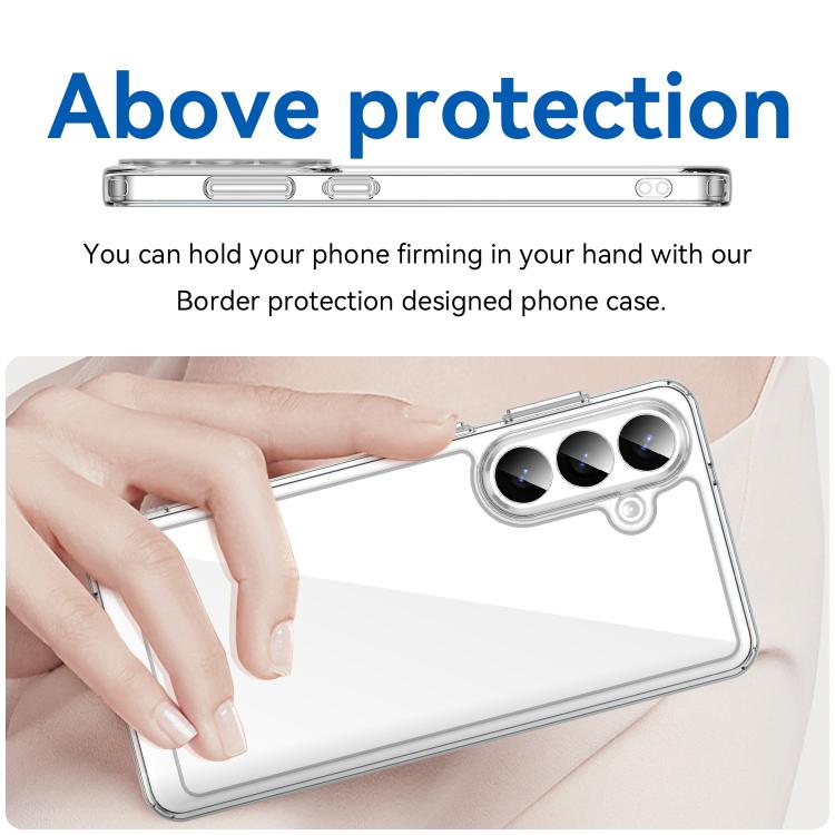 For Galaxy S25 5G WANLONFENG Electroplated Buttons TPU Acrylic Phone Case with Screen Protector