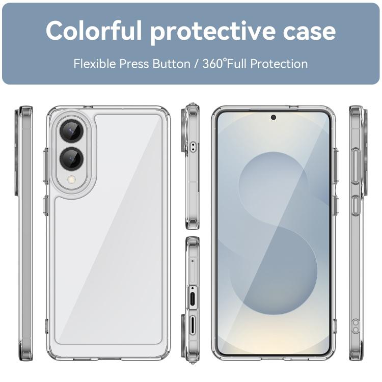 For Galaxy S25 Edge 5G WANLONFENG Electroplated Buttons TPU Acrylic Phone Case with Screen Protector