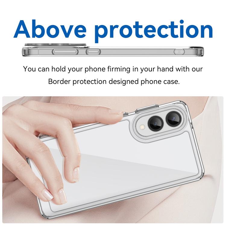 For Galaxy S25 Edge 5G WANLONFENG Electroplated Buttons TPU Acrylic Phone Case with Screen Protector