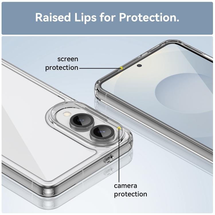 For Galaxy S25 Edge 5G WANLONFENG Electroplated Buttons TPU Acrylic Phone Case with Screen Protector