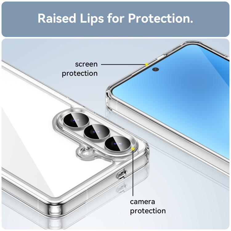 For Galaxy S25 FE 5G WANLONFENG Electroplated Buttons TPU Acrylic Phone Case with Screen Protector