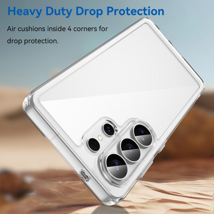 For Galaxy S26 Ultra 5G WANLONFENG Electroplated Buttons TPU Acrylic Phone Case with Screen Protector