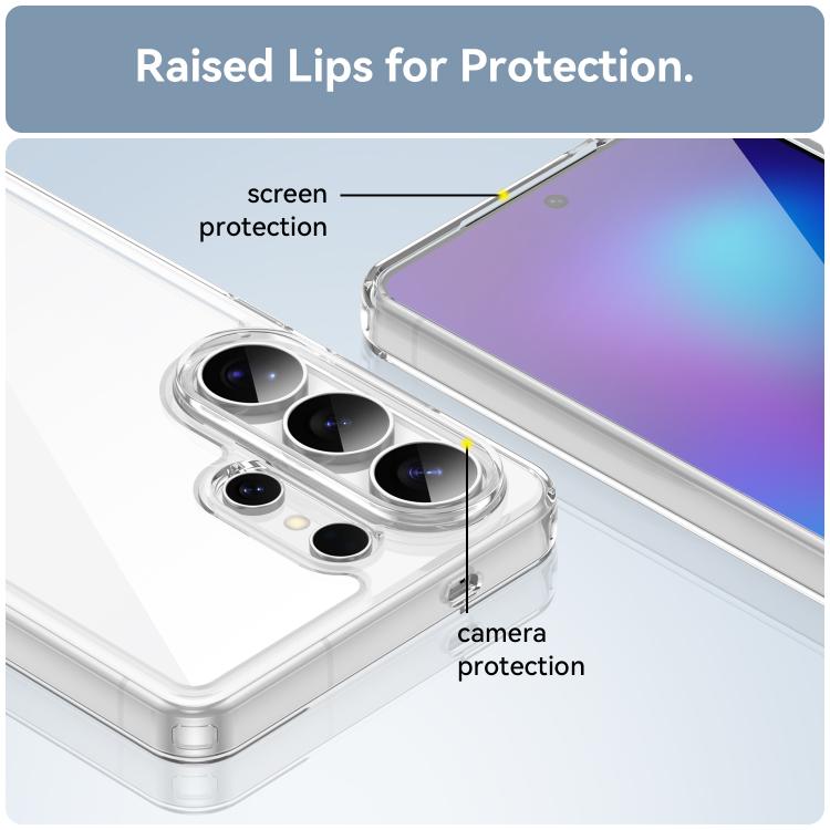 For Galaxy S26 Ultra 5G WANLONFENG Electroplated Buttons TPU Acrylic Phone Case with Screen Protector