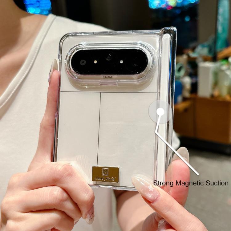 For Huawei Pura X Max Nameplate Style Clear PC Magnetic Hinge Phone Case - Transparent
