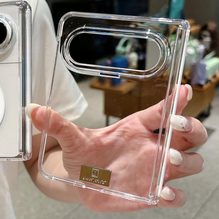 For Huawei Pura X Max Nameplate Style Clear PC Magnetic Hinge Phone Case - Transparent