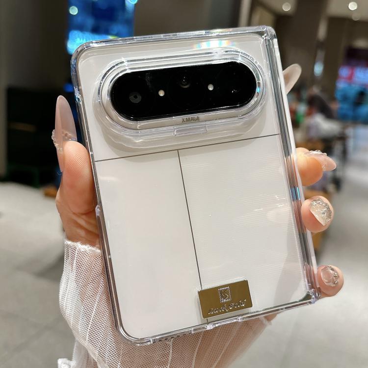 For Huawei Pura X Max Nameplate Style Clear PC Magnetic Hinge Phone Case - Transparent