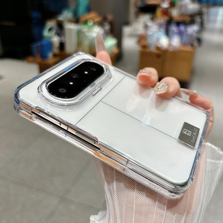 For Huawei Pura X Max Nameplate Style Clear PC Magnetic Hinge Phone Case - Transparent