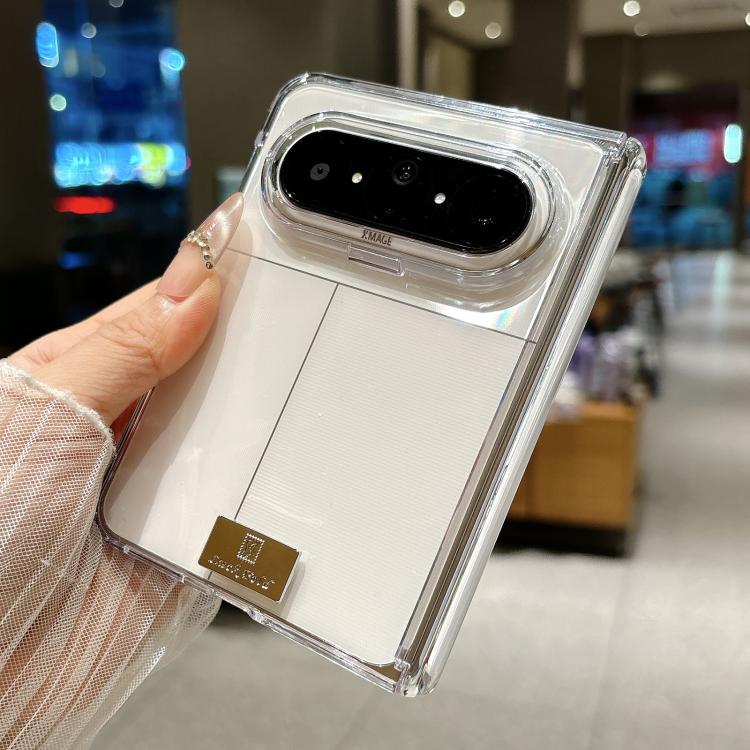 For Huawei Pura X Max Nameplate Style Clear PC Magnetic Hinge Phone Case - Transparent