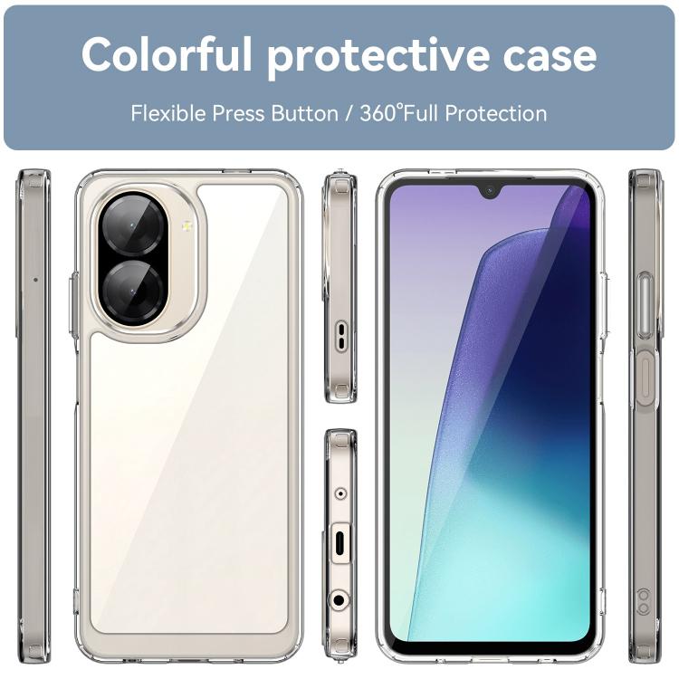 For Redmi A5 4G 171.7mm WANLONFENG Electroplated Buttons TPU Acrylic Phone Case with Screen Protector