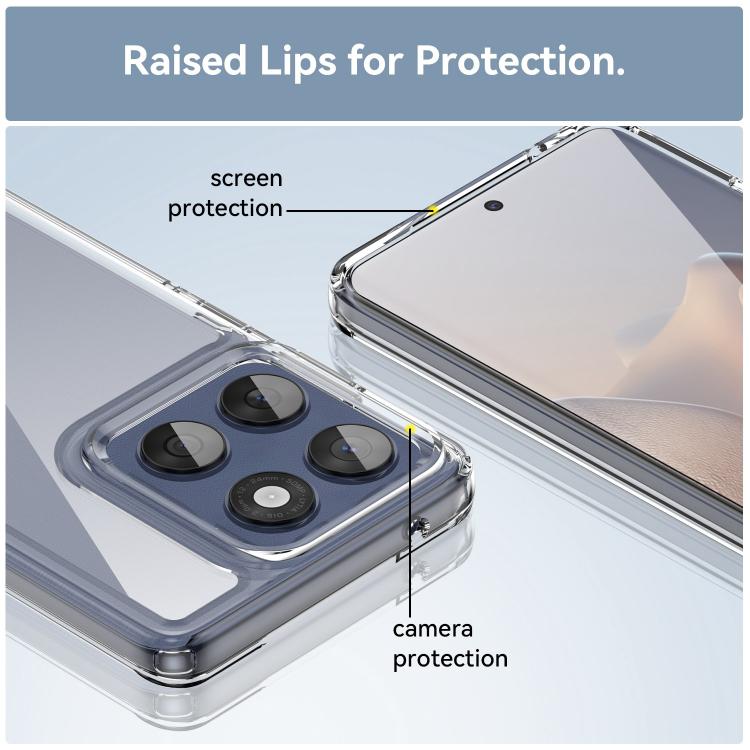 For Motorola Edge 60 Pro 5G WANLONFENG Electroplated Buttons TPU Acrylic Phone Case with Screen Protector