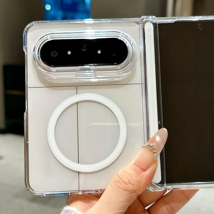 For Huawei Pura X Max Clear PC Magnetic Ring Hinge Phone Case - Transparent