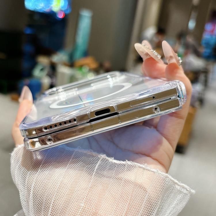 For Huawei Pura X Max Clear PC Magnetic Ring Hinge Phone Case - Transparent