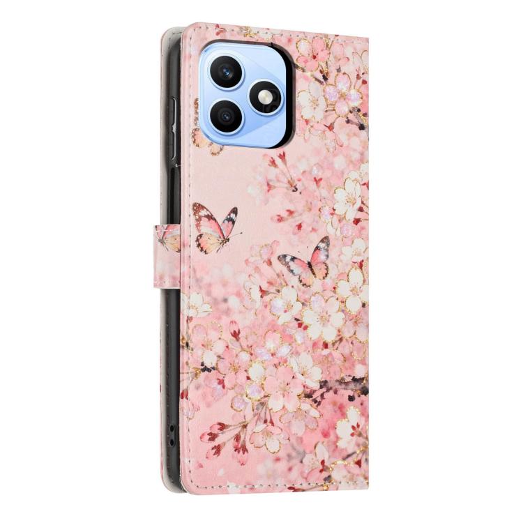 For Honor X8d 4G Colorful Painting Vegan Leather Phone Case with Lanyard