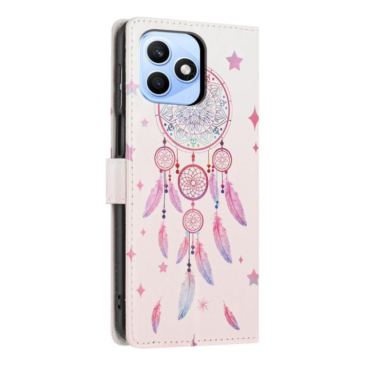 For Honor X8d 4G Colorful Painting Vegan Leather Phone Case with Lanyard