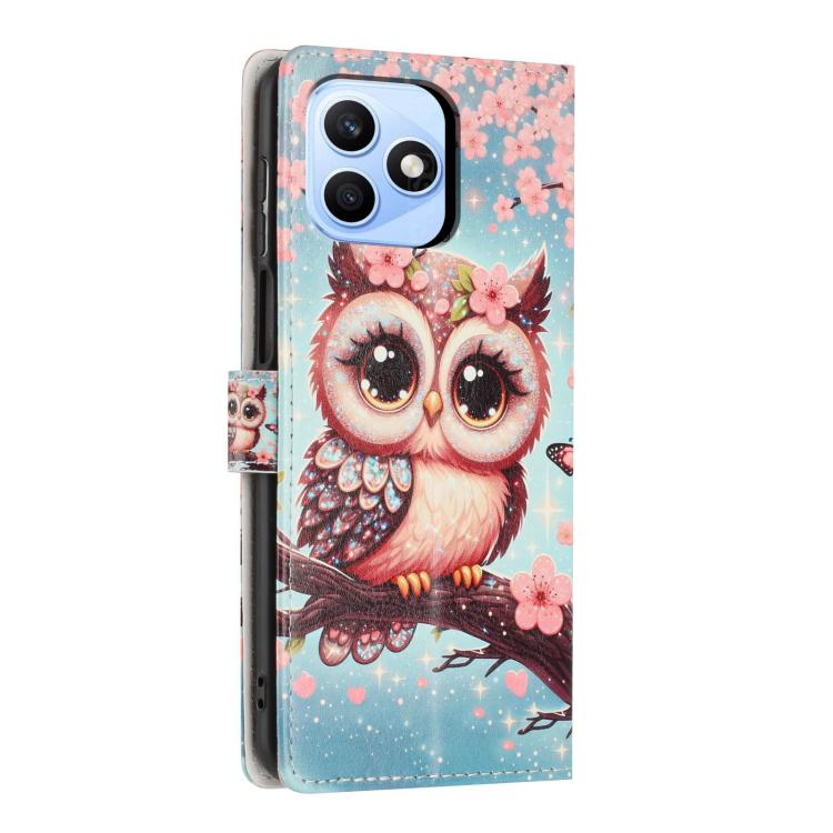 For Honor X8d 4G Colorful Painting Vegan Leather Phone Case with Lanyard