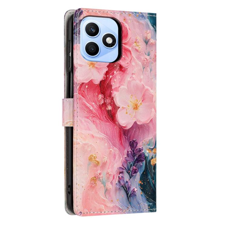For Honor X8d 4G Colorful Painting Vegan Leather Phone Case with Lanyard