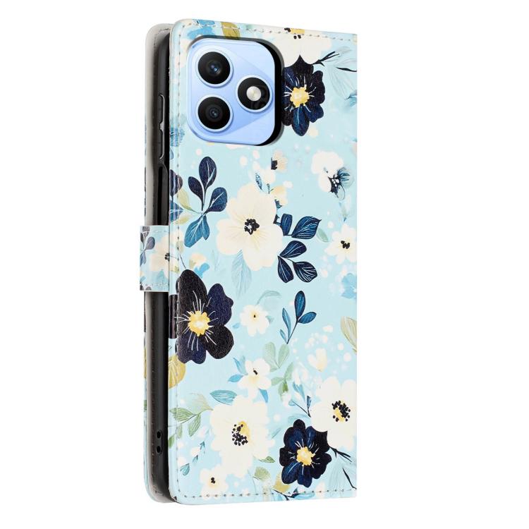 For Honor X8d 4G Colorful Painting Vegan Leather Phone Case with Lanyard