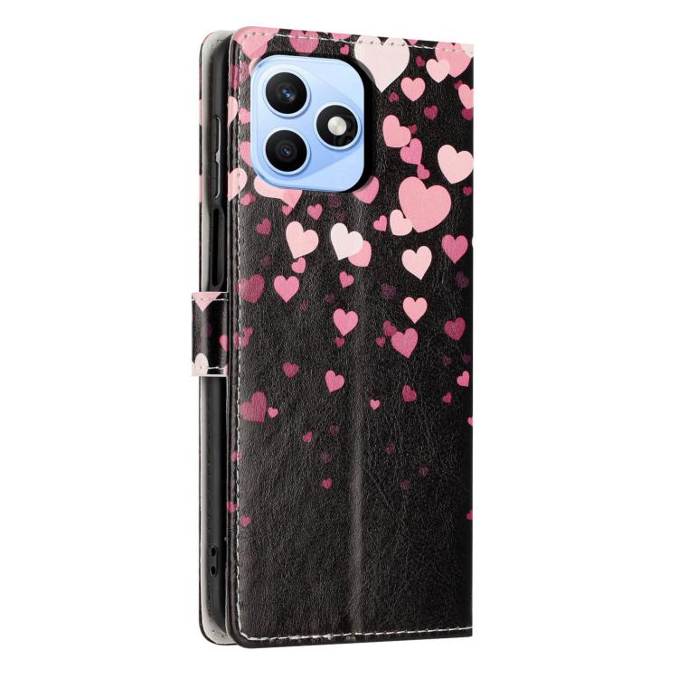 For Honor X8d 4G Colorful Painting Vegan Leather Phone Case with Lanyard