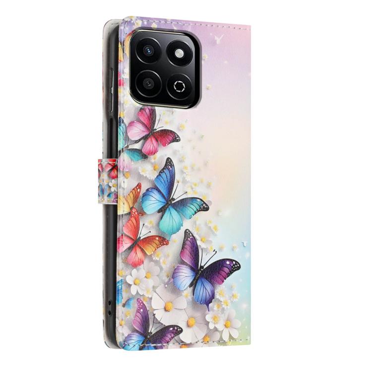 For Honor X6b 5G Colorful Painting Vegan Leather Phone Case with Lanyard