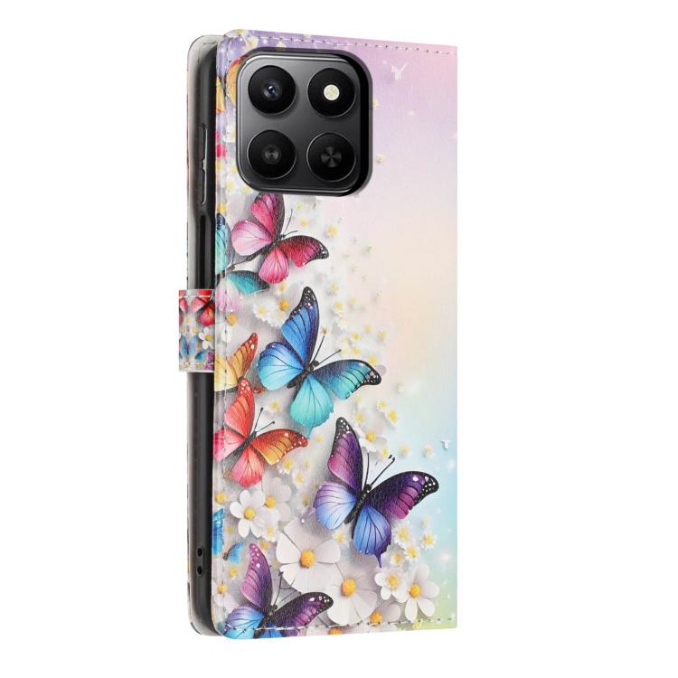 For Honor 400 Smart 5G / X7d 5G Colorful Painting Vegan Leather Phone Case with Lanyard
