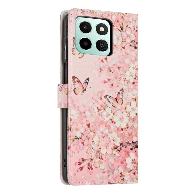 For Honor X6c 4G Colorful Painting Vegan Leather Phone Case with Lanyard